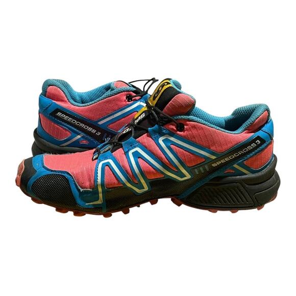Salomon Speedcross 3 Trail Running Shoes Pink Blue White Women's Size 8 - Picture 6 of 8